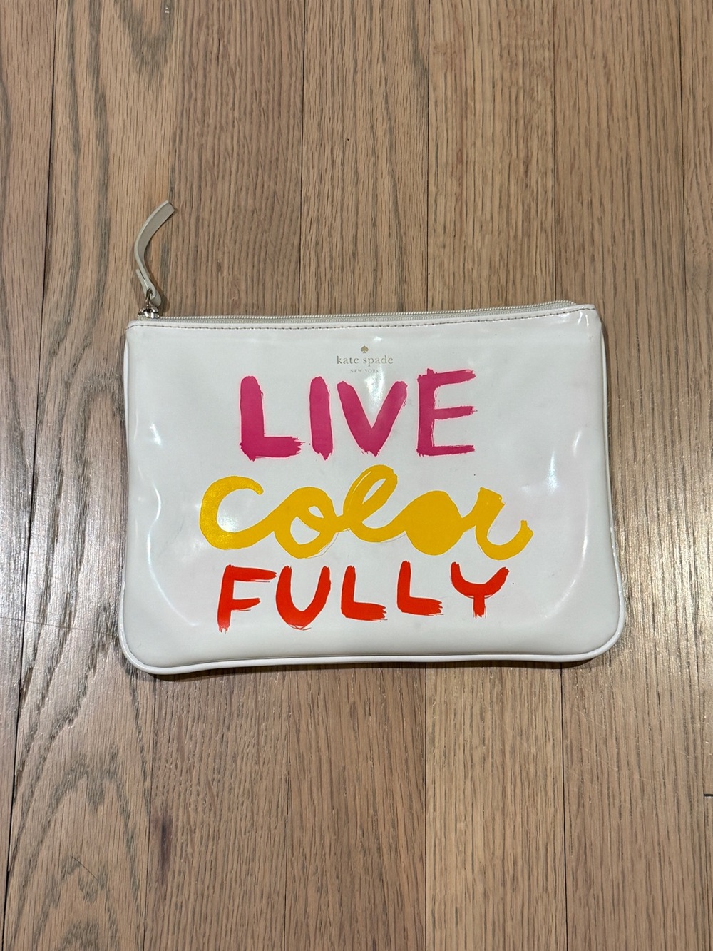 kate spade White “Live Colorfully” Pouch